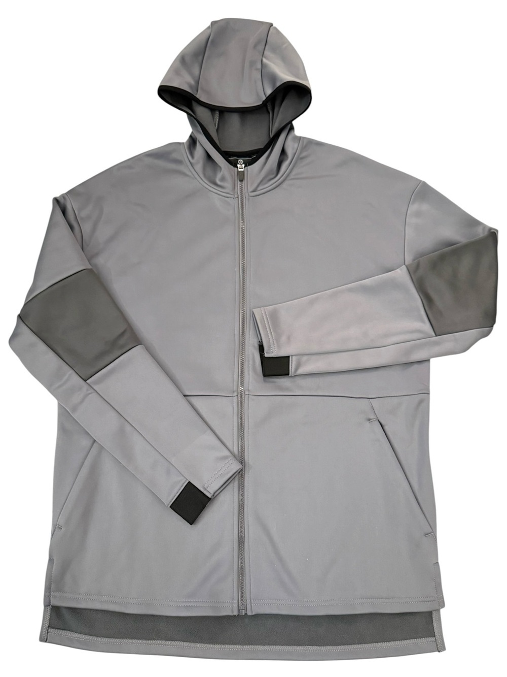 Holloway Men’s Sof-Stretch Hooded Jacket Gray Full Zip Fleece Lined Large